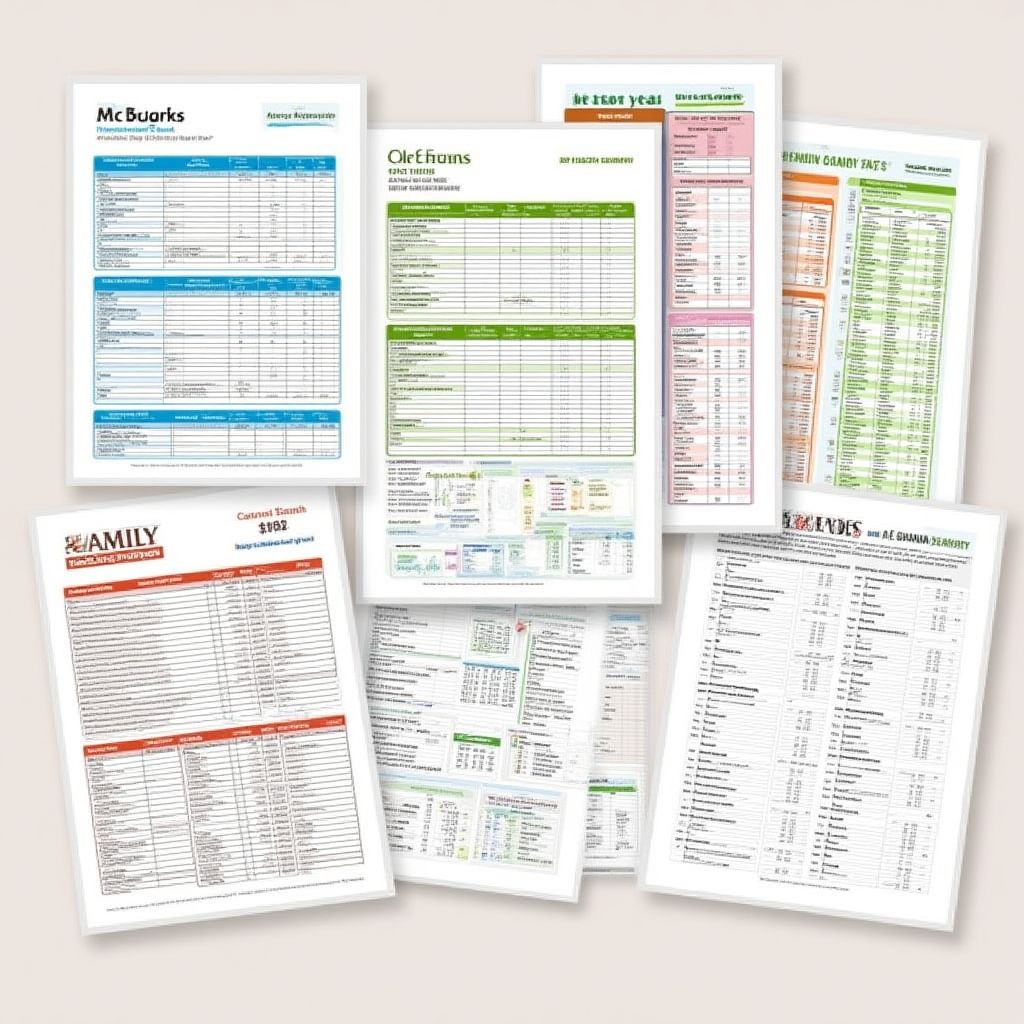 Worksheets to support financial planning