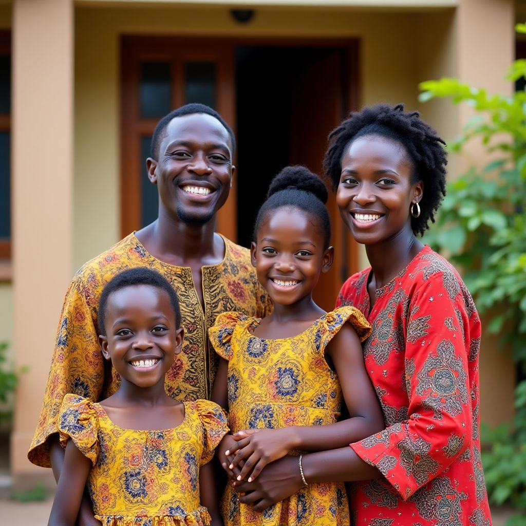 Smiling Ghanaian family who improved their financial planning